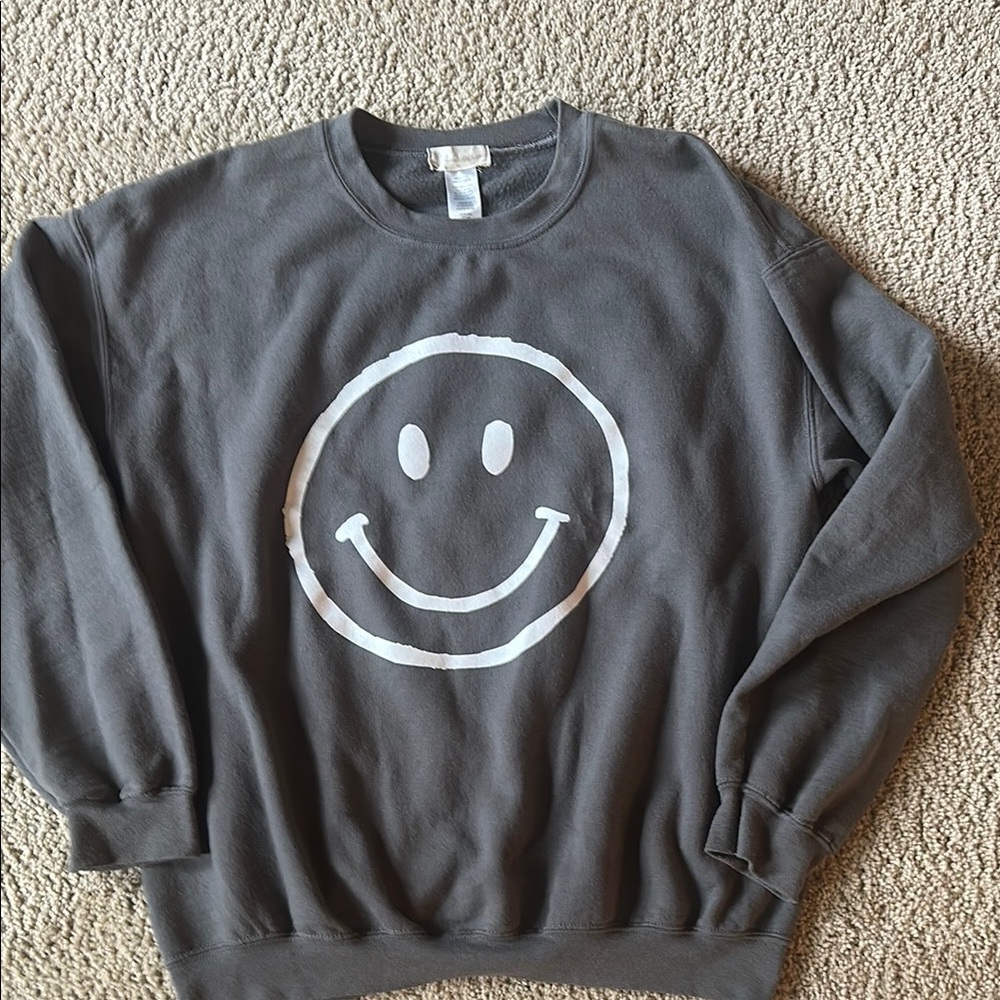 Gray Smiley Face Sweater